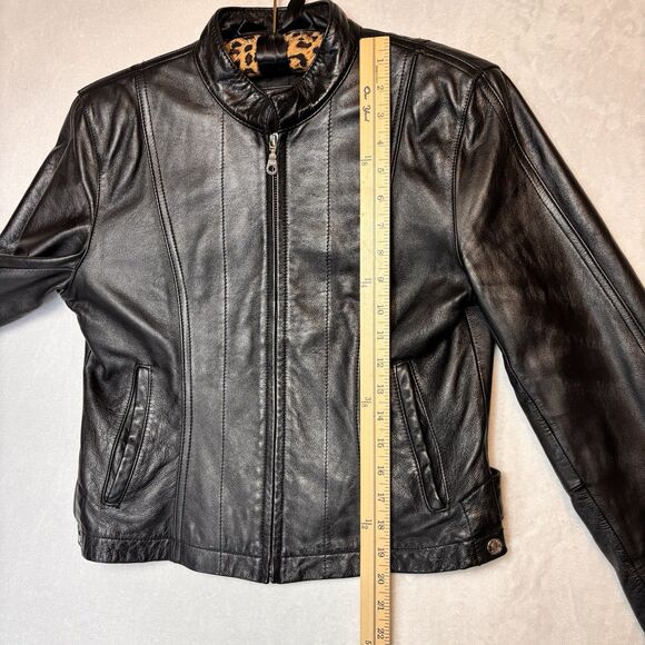 Wilson Leather Jacket Women's Small Black Leather Full Zip Pockets - Picture 14 of 16